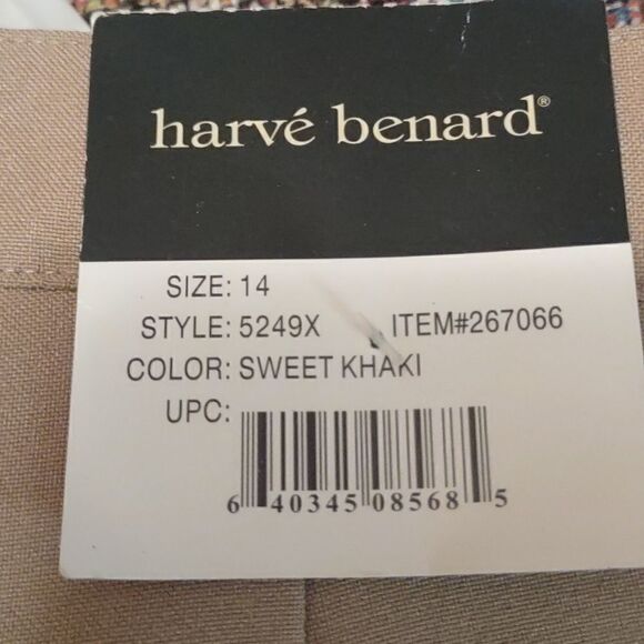 New Harve Benard Women's size 14‎ 2 way stretch khaki dress pants trousers - Picture 3 of 8